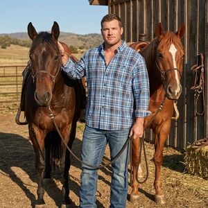 ​Wrangler George Strait Collection Plaid Button Down Shirt Blue Orange XL